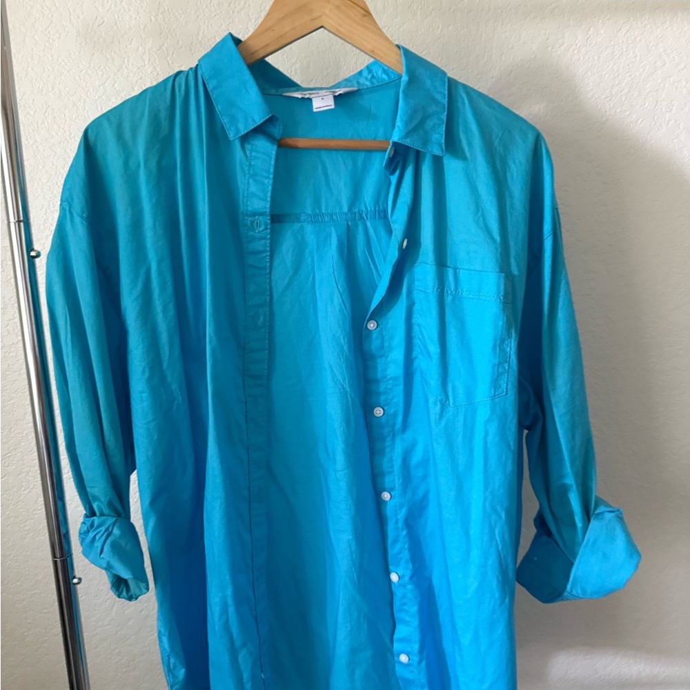 womens Blue Casual button up long sleeve